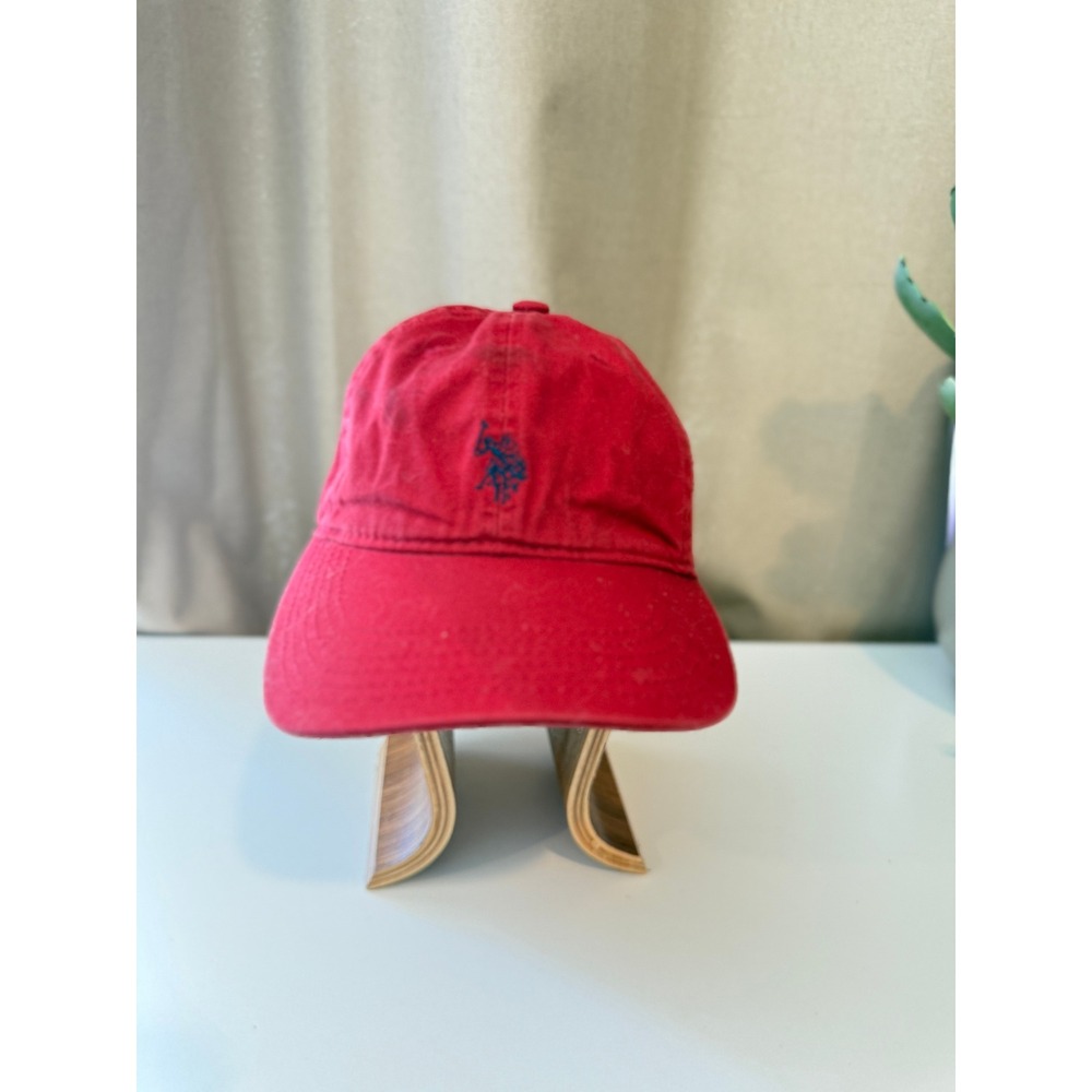 US Polo Assn Red Baseball Cap Embroidered Logo Adjustable Strapback Dad Hat